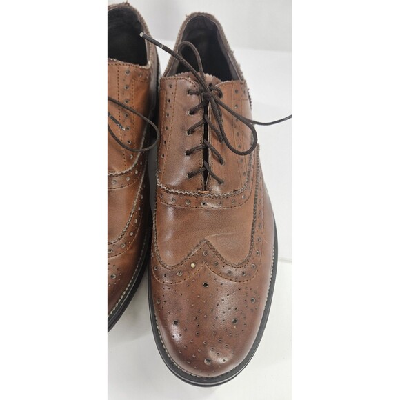 Steve Madden Ethin-2 leather lace-up brown dress shoe Wingtip Rubber Sole Sz 12 - Picture 7 of 13